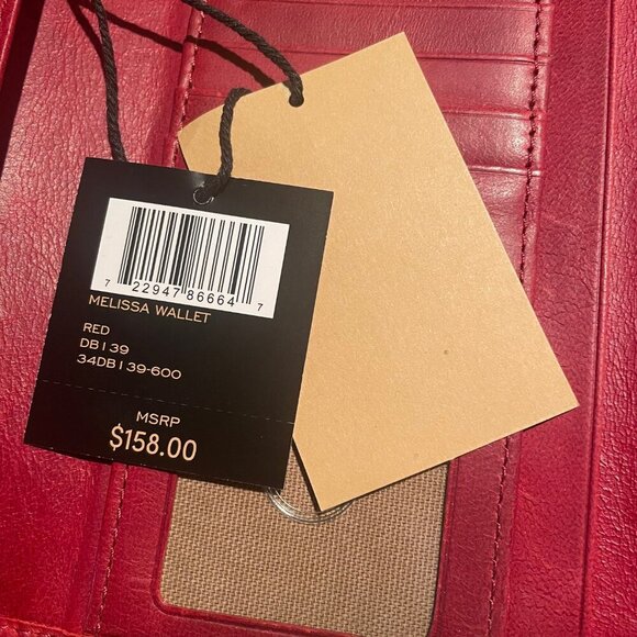 Frye Melissa Slim Bifold Wallet Red Leather Snap - Picture 8 of 8